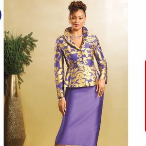 Ashro Purple and Gold Skirt Set